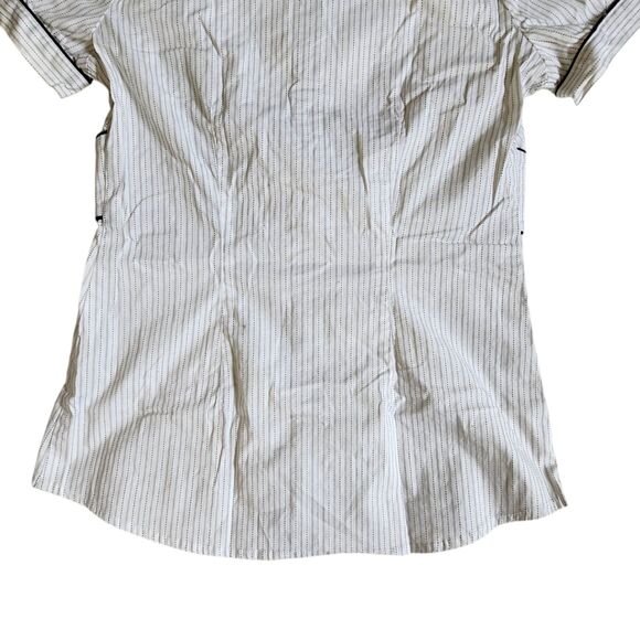 Maurices White Black Pinstripe Collared Short Sleeve Button Front Top sz S - Picture 7 of 11